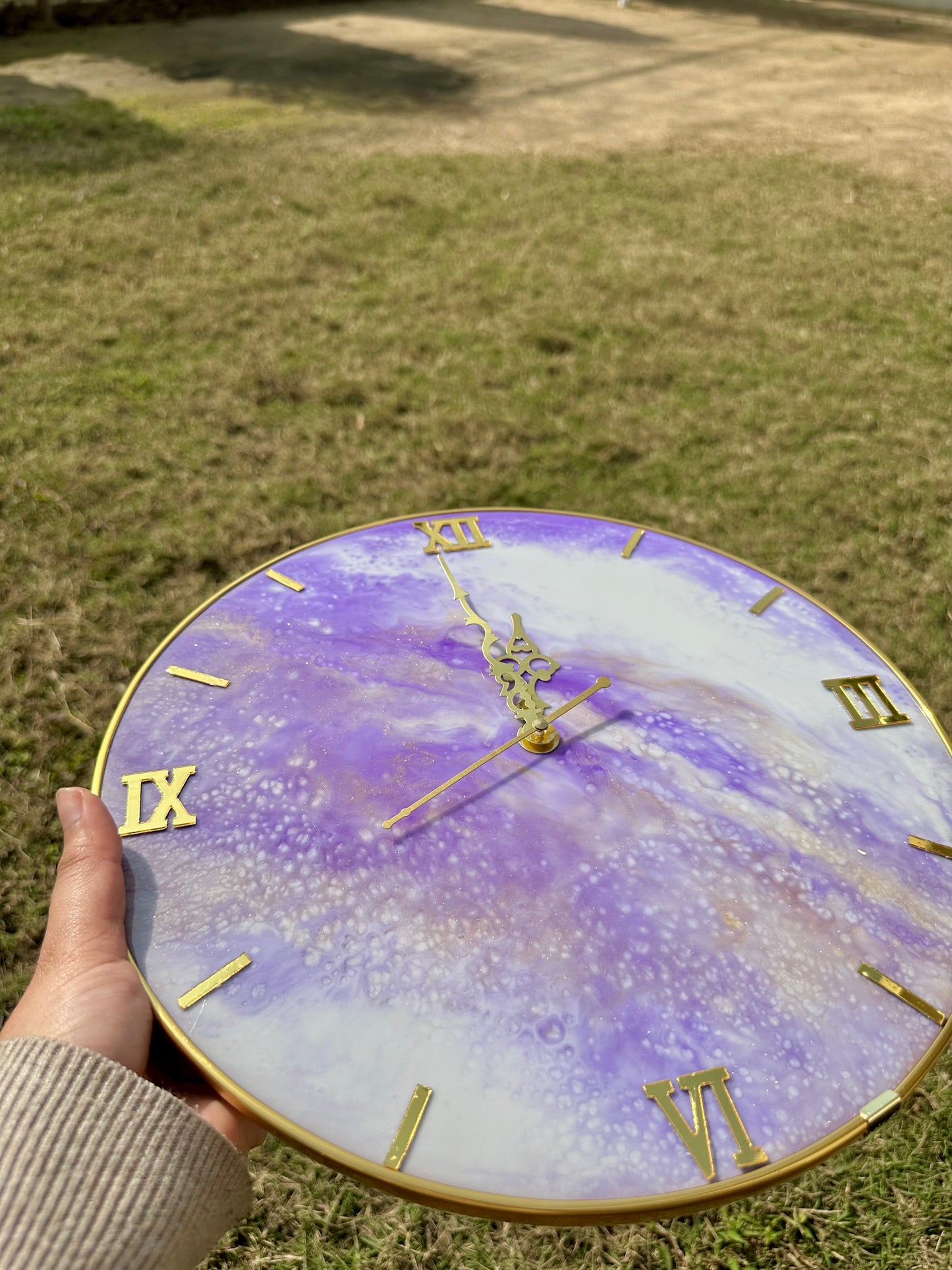 Handmade Purple Resin Wall Clock