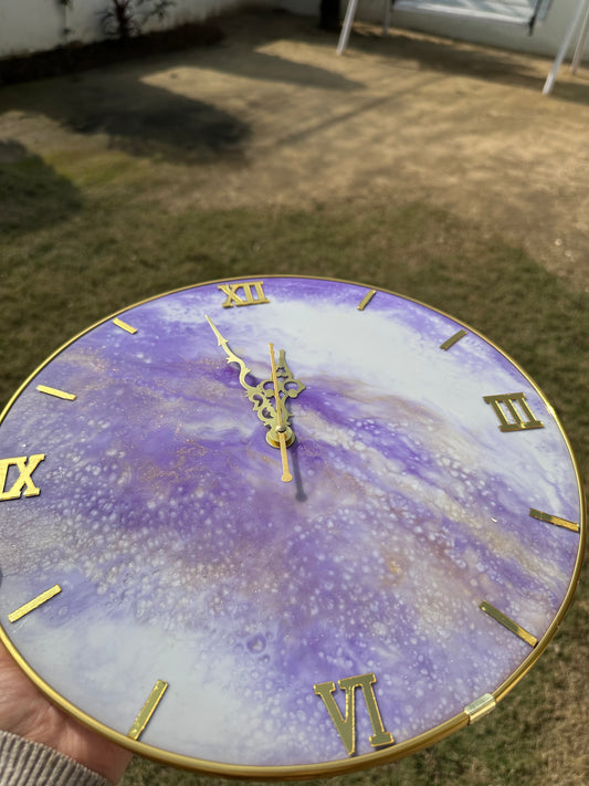 Handmade Purple Resin Wall Clock
